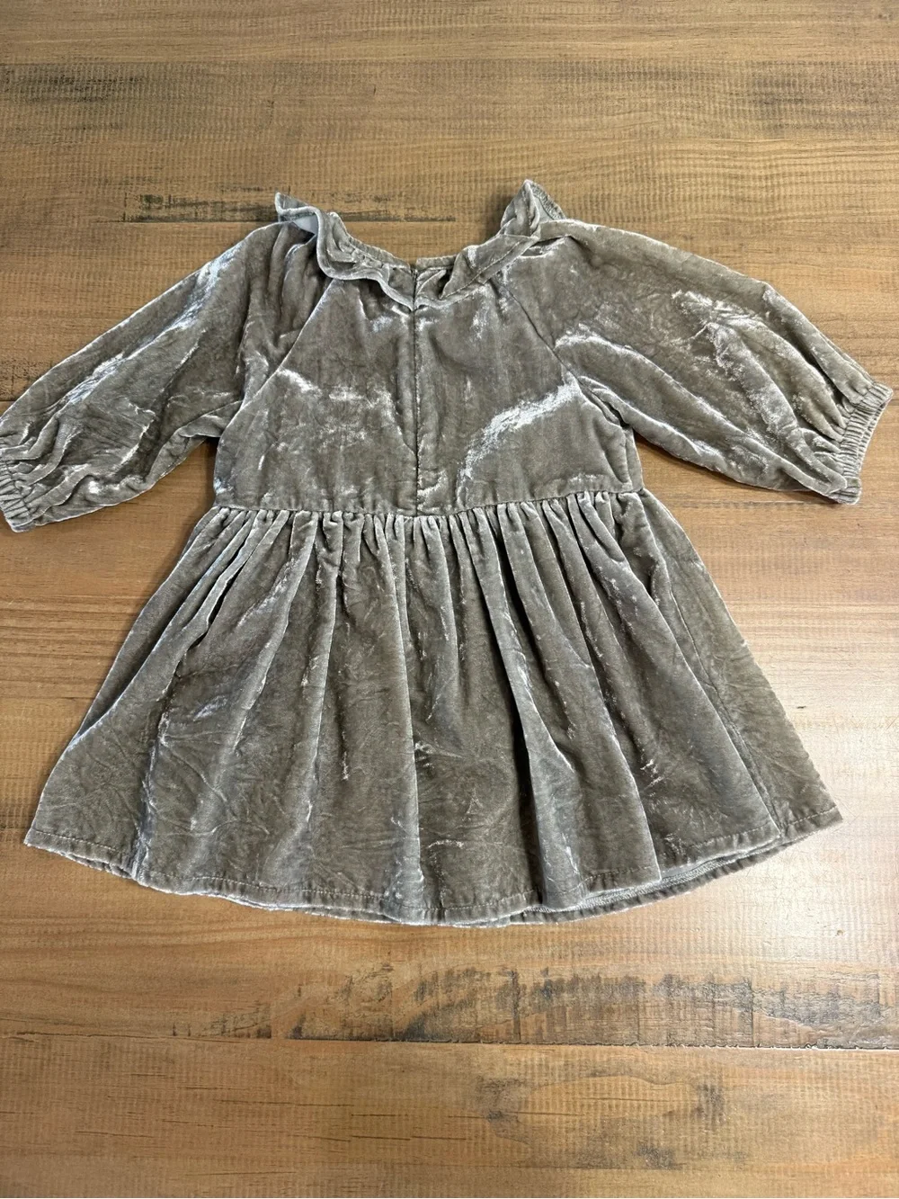 Noralee Sage Green  Velvet Ruffle Dress - 2t